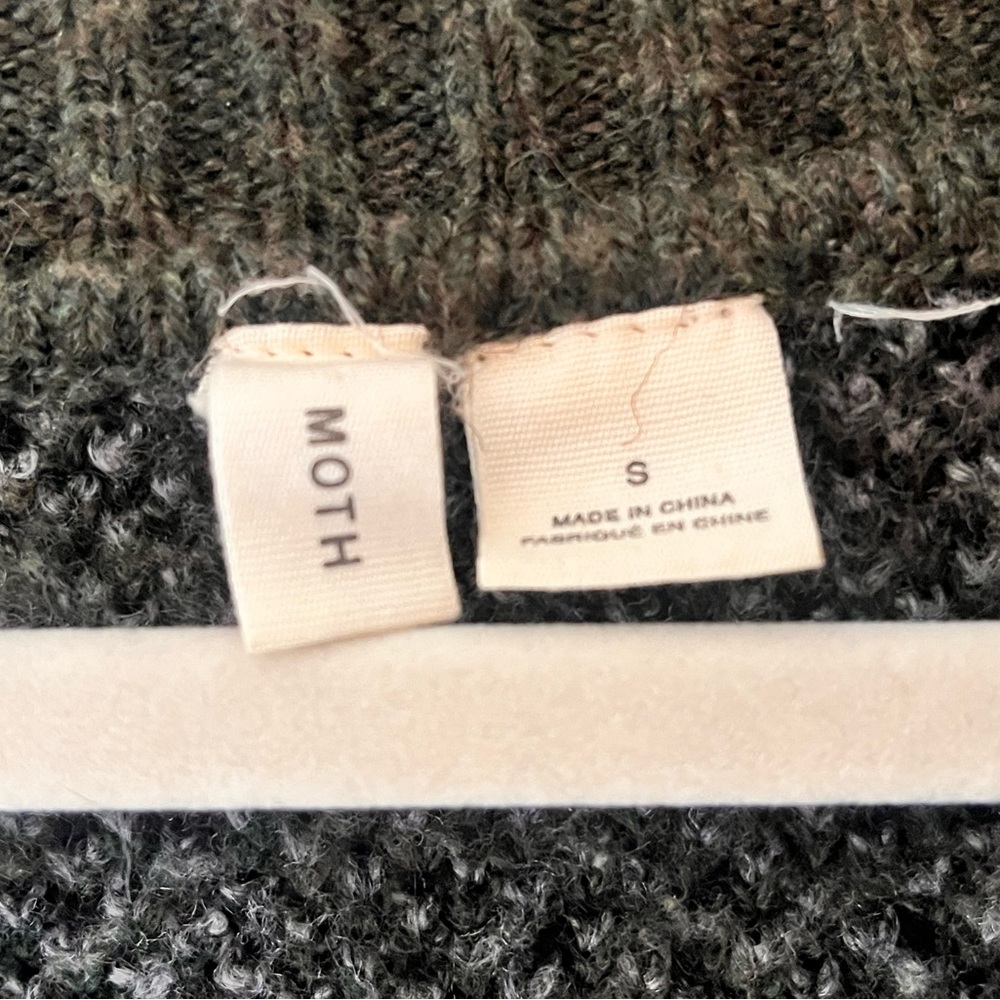 Moth Textured Crewneck Sweater in Olive Green